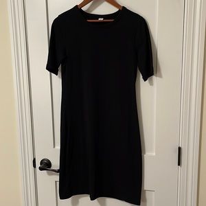 Black Cotton Short-Sleeved T-Shirt Dress